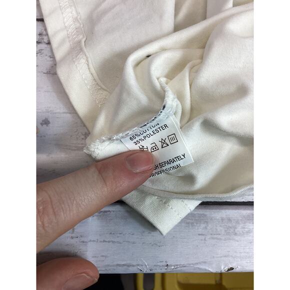 Simple Truth City Girl White Black Trimmed Short Sleeve Blouse Size Small NWT - Picture 6 of 6